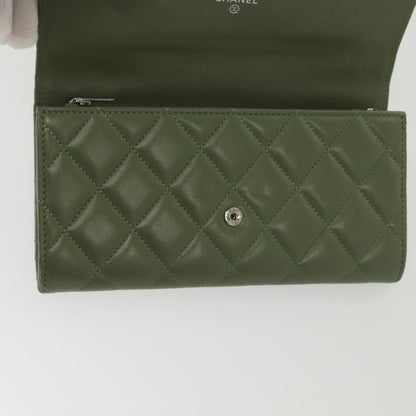 Chanel CC Gusset Classic Flap Wallet Quilted Lambskin, GREEN, LEATHER, Wallets