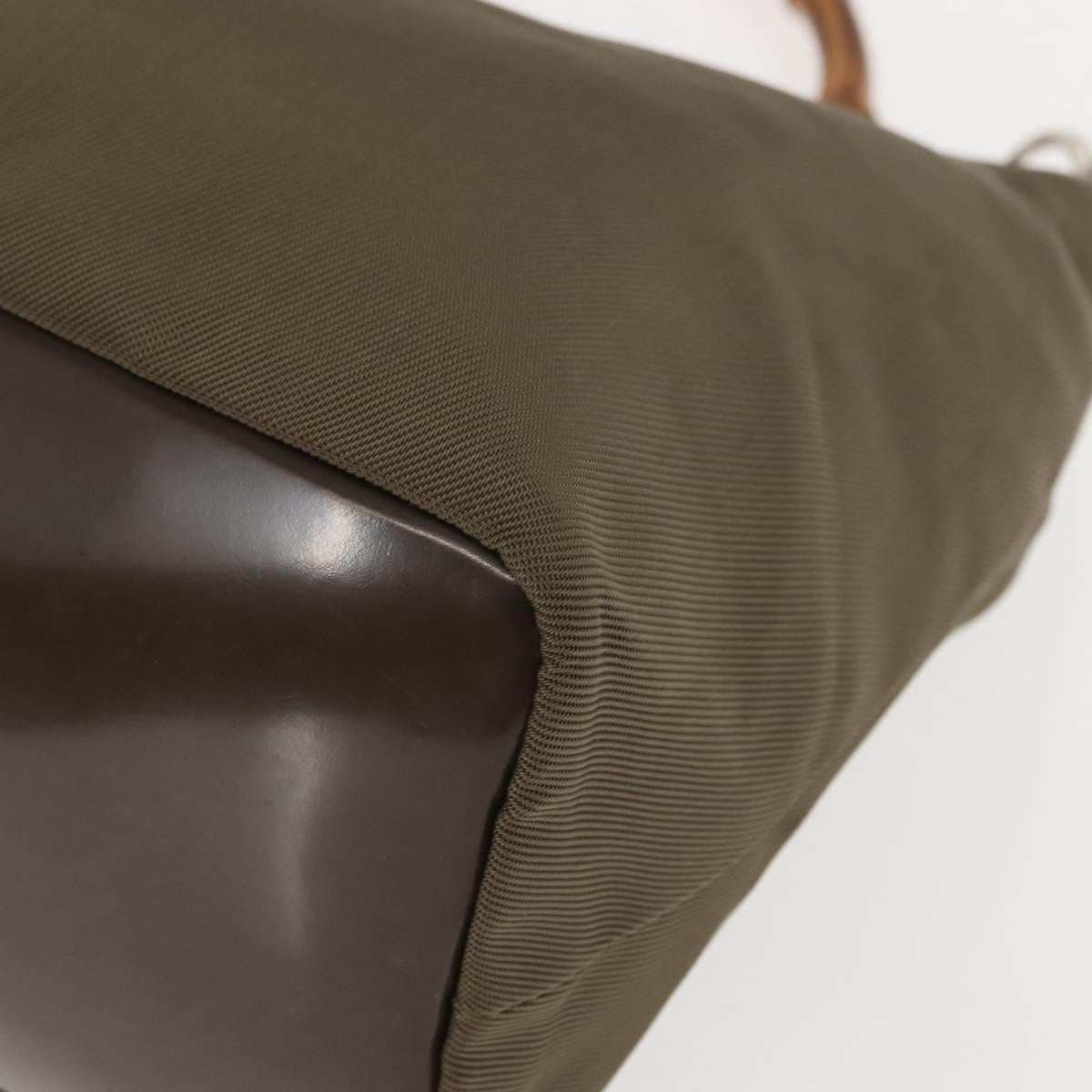 Gucci Vintage Bamboo Handle Bag Nylon, KHAKI, NYLON, Handbag