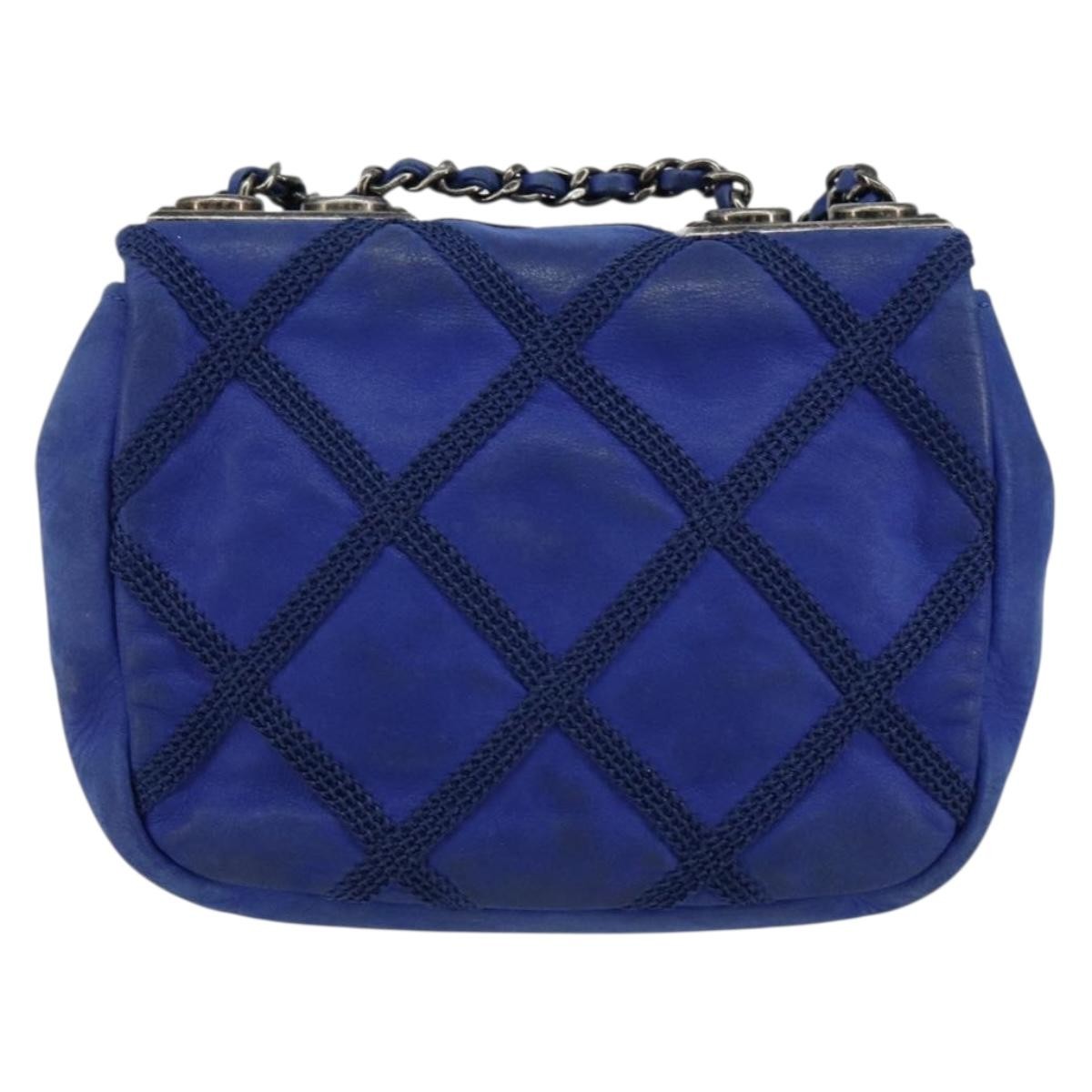 Chanel Diamond Stitch Chain Flap Bag Quilted Iridescent Calfskin, BLUE, LEATHER, Shoulder bag
