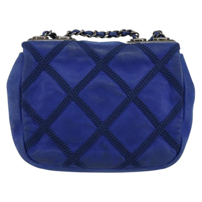 Chanel Diamond Stitch Chain Flap Bag Quilted Iridescent Calfskin, BLUE, LEATHER, Shoulder bag