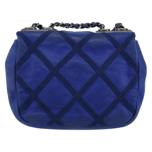 Chanel Diamond Stitch Chain Flap Bag Quilted Iridescent Calfskin, BLUE, LEATHER, Shoulder bag