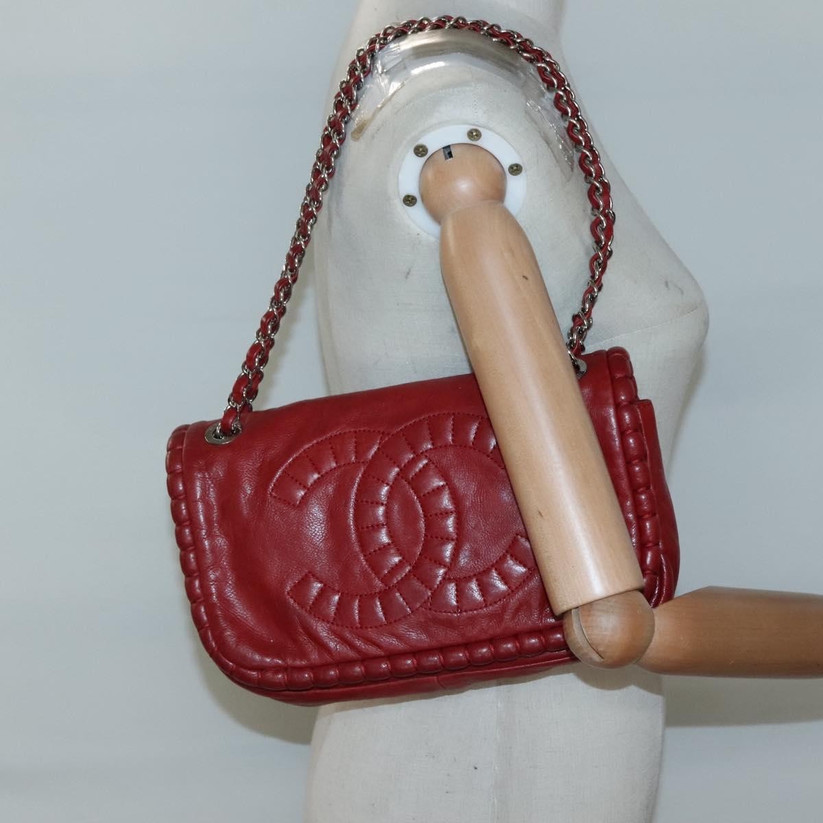 Chanel Timeless CC Flap Bag Leather, RED, LEATHER, Shoulder bag