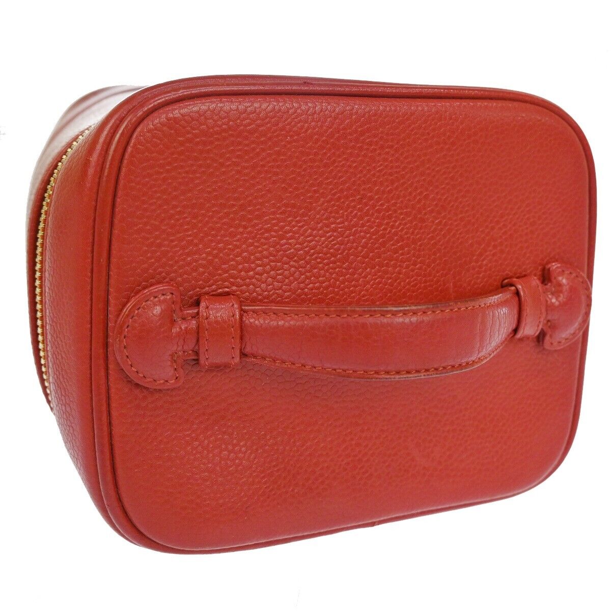 Chanel Vintage Timeless Cosmetic Case Caviar, RED, LEATHER, Handbag