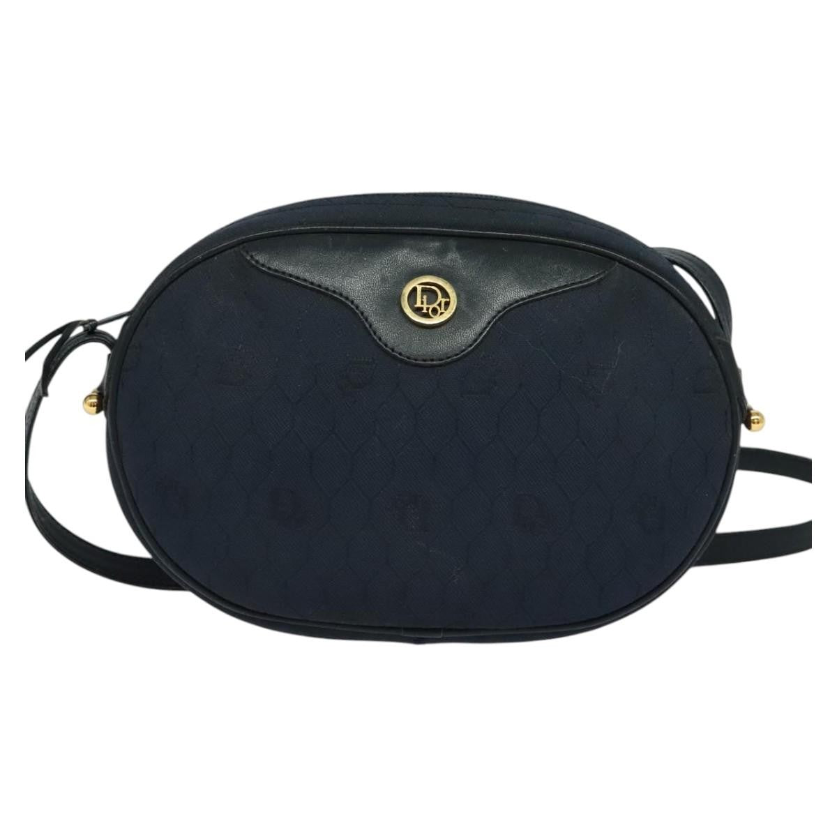 Christian Dior Vintage Honeycomb Shoulder Bag Canvas, NAVY, CANVAS, Shoulder bag