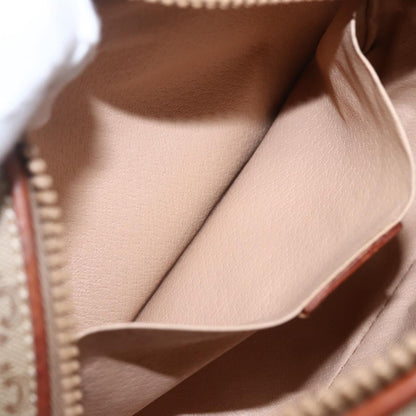 Celine Vintage Macadam Shoulder Bag Canvas and Leather, BEIGE, CANVAS, Shoulder bag