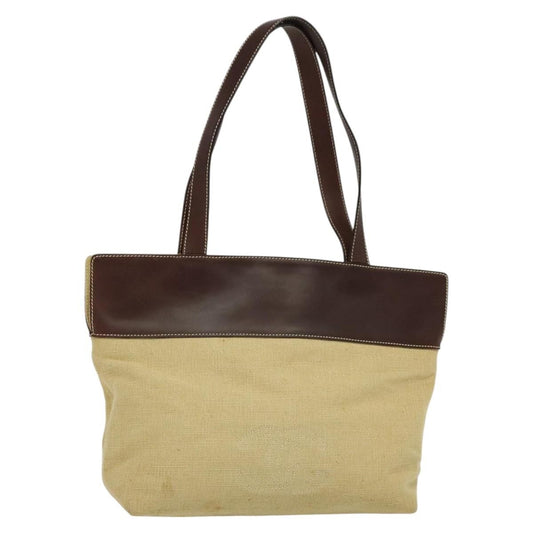 Chanel Vintage CC Tote Canvas with Leather, BEIGE, CANVAS, Tote bag
