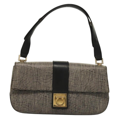Salvatore Ferragamo Gancini Shoulder Bag Leather, BLACK, LEATHER, Shoulder bag