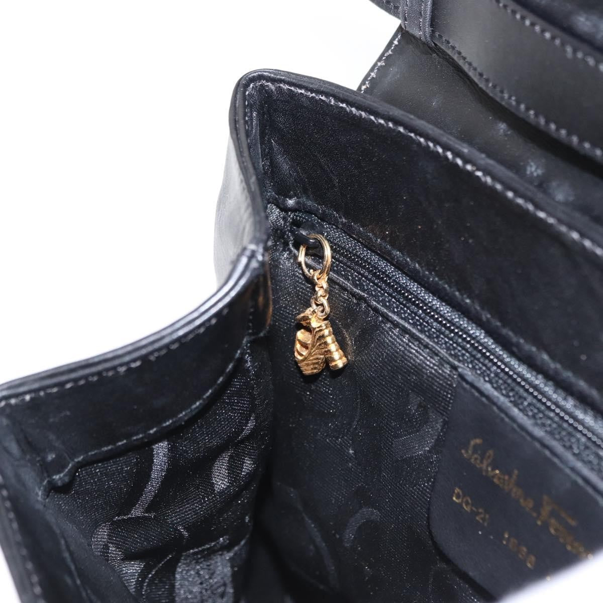 Salvatore Ferragamo Vintage Handbag Leather, BLACK, LEATHER, Handbag