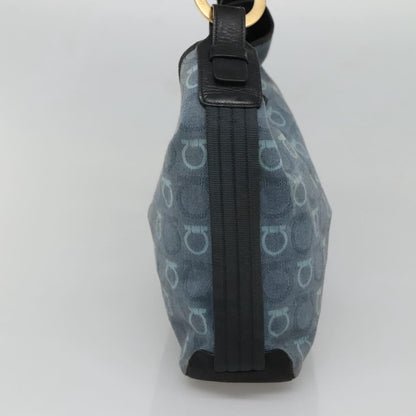 Salvatore Ferragamo Gancini Shoulder Bag Canvas, BLUE, CANVAS, Shoulder bag