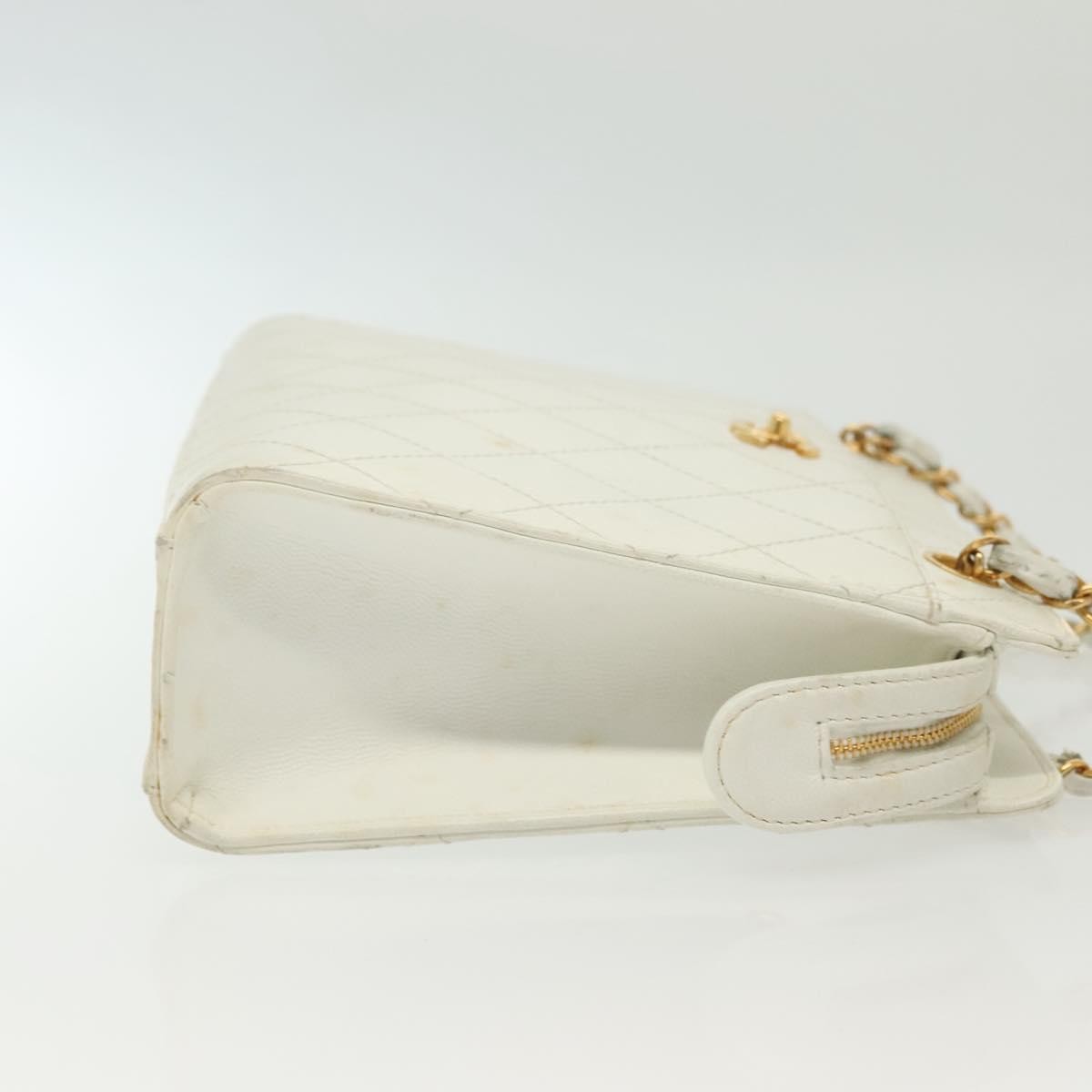 Chanel CC Shoulder Bag Quilted Caviar, WHITE, LEATHER, Shoulder bag