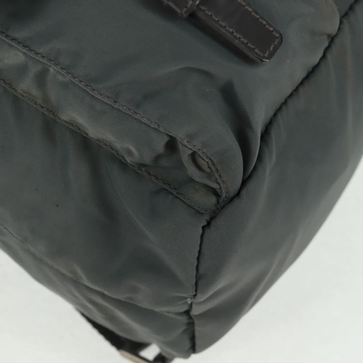 Prada Vela Double Front Pocket Backpack Tessuto with Saffiano Leather, GRAY, NYLON, Backpack