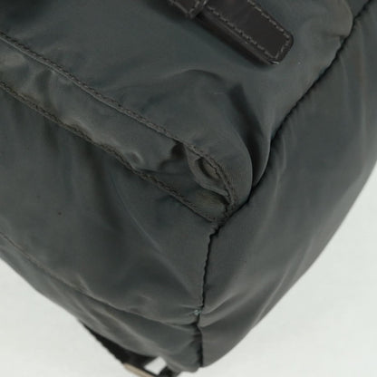 Prada Vela Double Front Pocket Backpack Tessuto with Saffiano Leather, GRAY, NYLON, Backpack