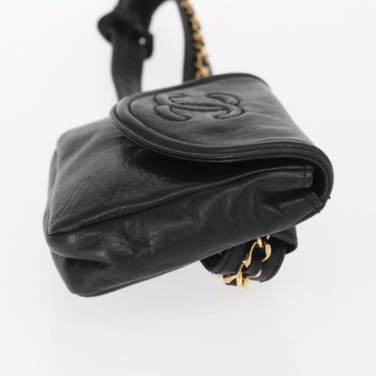 Chanel Chain Envelope Belt Bag Quilted Calfskin, BLACK, LEATHER, Clutche & pouche