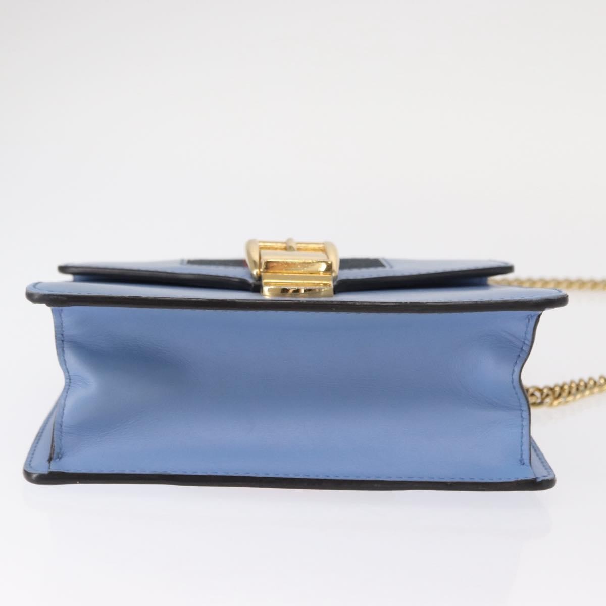 Gucci Sylvie Chain Shoulder Bag Leather, BLUE, LEATHER, Shoulder bag