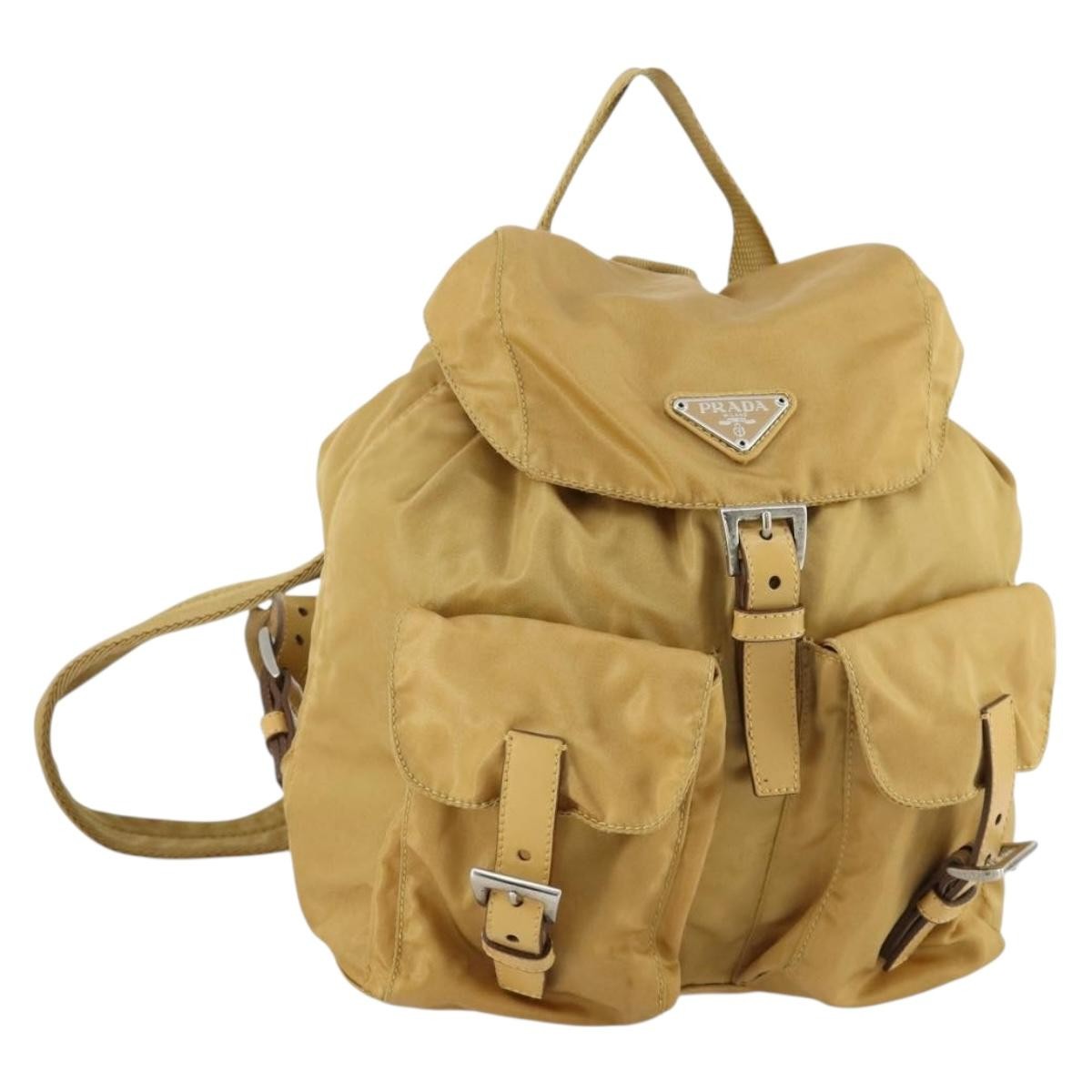 Prada Double Front Pocket Backpack Tessuto, BEIGE, NYLON, Backpack