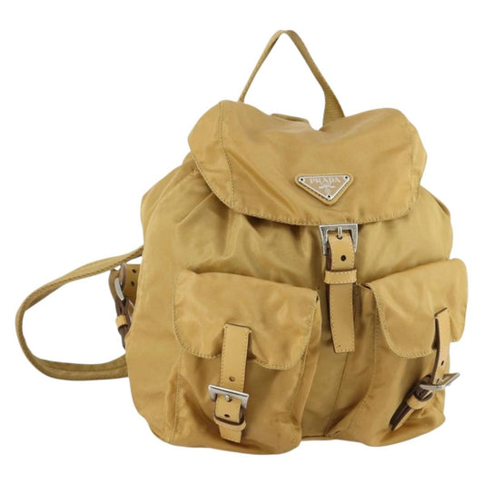 Prada Double Front Pocket Backpack Tessuto, BEIGE, NYLON, Backpack