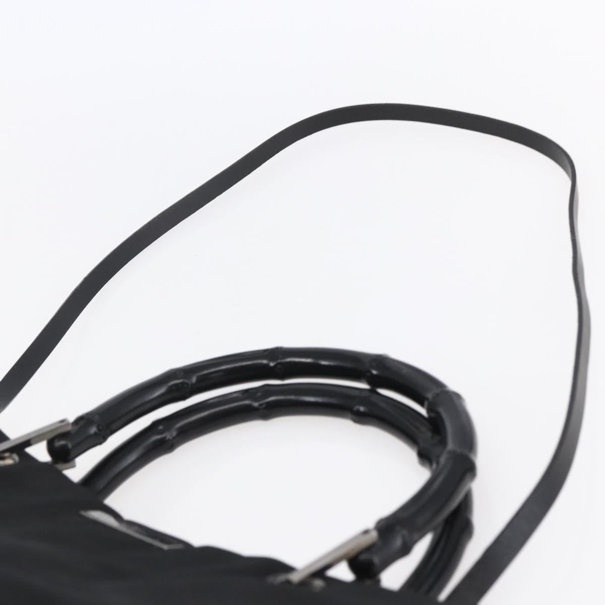 Gucci Vintage Bamboo Handle Tote Nylon, BLACK, NYLON, Handbag