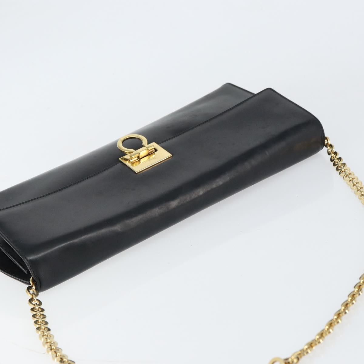 Salvatore Ferragamo Gancini Chain Shoulder bag Leather, BLACK, LEATHER, Shoulder bag