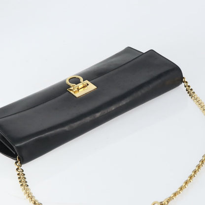 Salvatore Ferragamo Gancini Chain Shoulder bag Leather, BLACK, LEATHER, Shoulder bag