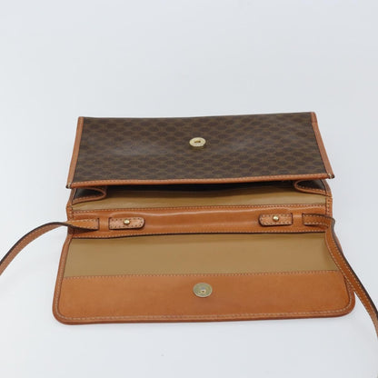 Celine Vintage Macadam Shoulder Bag Canvas and Leather, BROWN, CANVAS, Shoulder bag