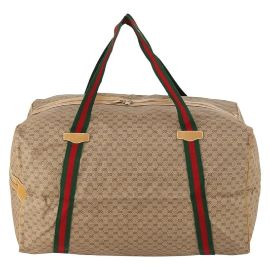 Gucci Web Trim Weekend Duffle Bag GG Coated Canvas, BEIGE, CANVAS, Travel bag
