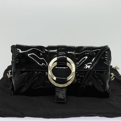 Bvlgari Chandra Flap Shoulder Bag Enamel, BLACK, PATENT_LEATHER, Shoulder bag