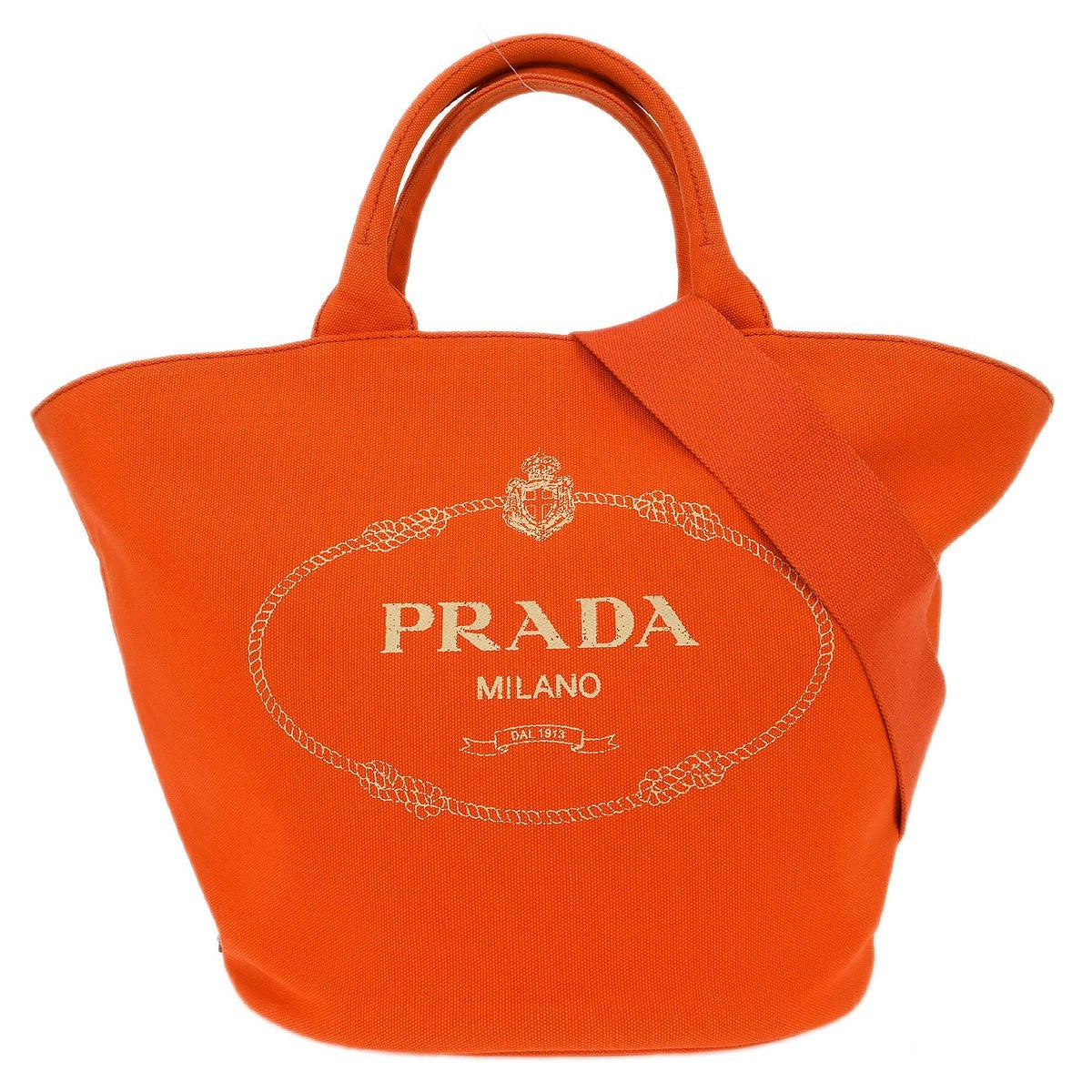 Prada Canapa Convertible Shopping Tote Canvas, ORANGE, CANVAS, Tote bag