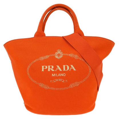 Prada Canapa Convertible Shopping Tote Canvas, ORANGE, CANVAS, Tote bag