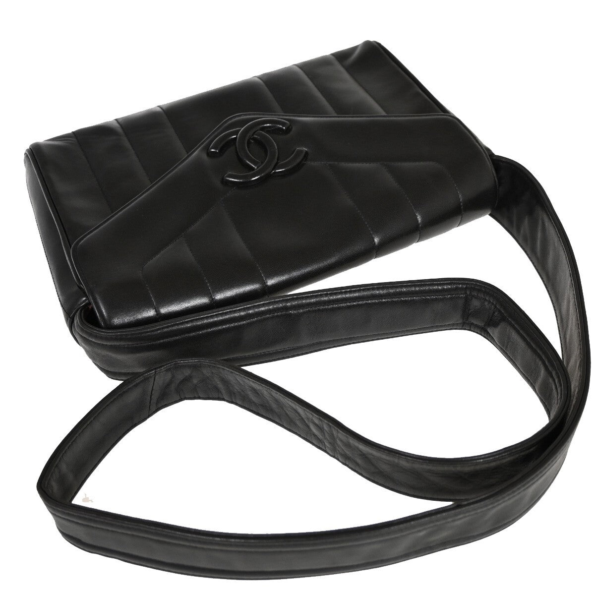 Chanel Mademoiselle Camera Bag Vertical Quilted Lambskin, BLACK, LEATHER, Shoulder bag