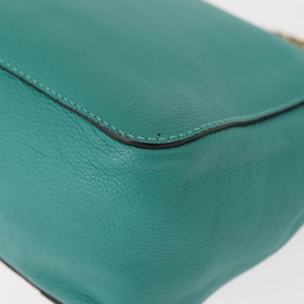 Chloe Elsie Chain Shoulder Bag Leather, TURQUOISE, LEATHER, Shoulder bag