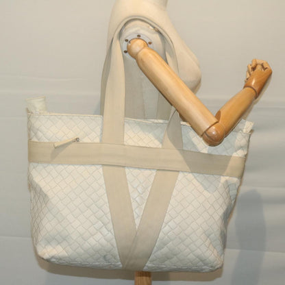 Bottega Veneta Zipped Tote Rubber Intrecciato with Canvas, WHITE, LEATHER, Tote bag