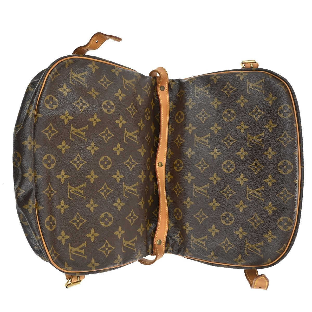 Louis Vuitton Saumur Handbag Monogram Canvas, BROWN, CANVAS, Shoulder bag