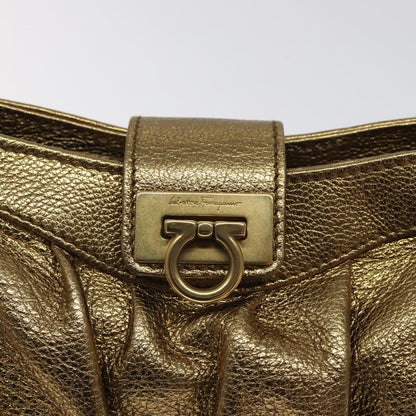 Salvatore Ferragamo Gancini Chain Clutch bag Leather, GOLD, LEATHER, Clutche & pouche