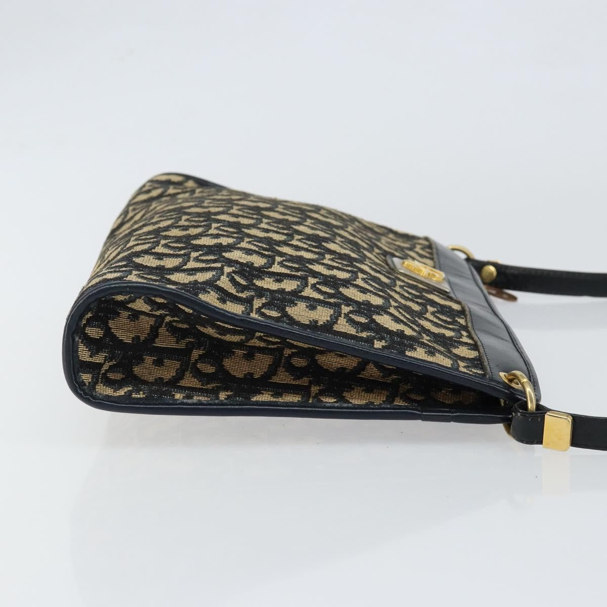 Christian Dior Vintage Trotter Shoulder Bag Canvas, NAVY, CANVAS, Shoulder bag