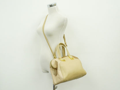 Fendi Chameleon Satchel Leather, BEIGE, LEATHER, Handbag