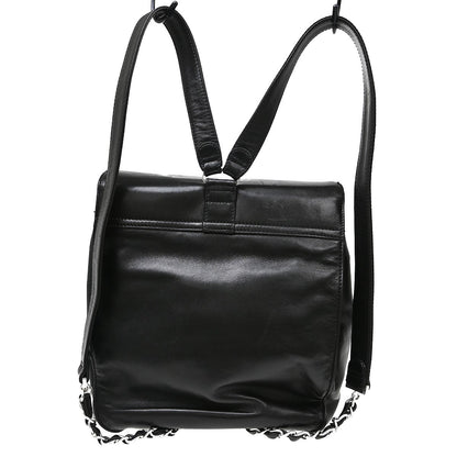 Chanel Vintage Flap Backpack Leather, Black, Leather, Backpack