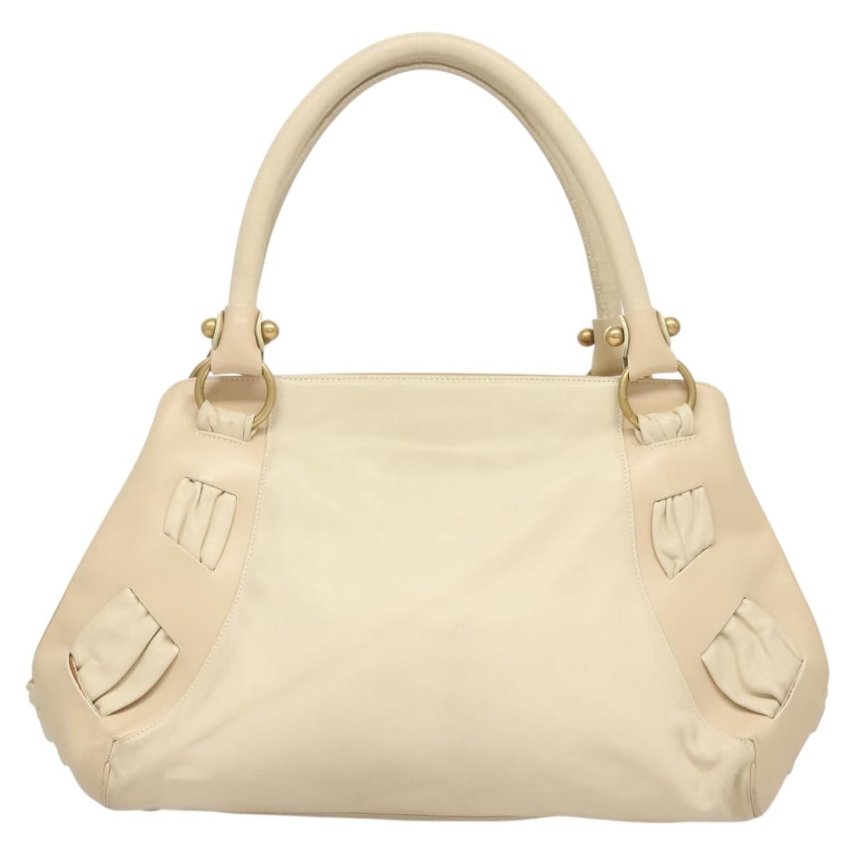 Salvatore Ferragamo Gancini Shoulder Bag Leather, WHITE, LEATHER, Handbag