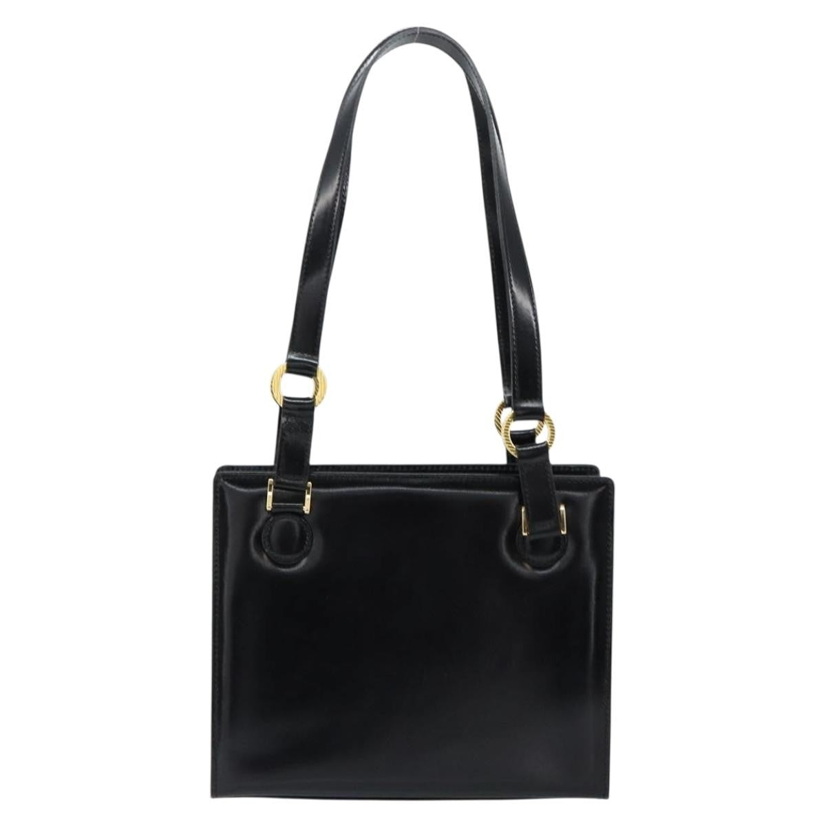 Versace Vintage Shoulder Bag Leather, BLACK, LEATHER, Tote bag