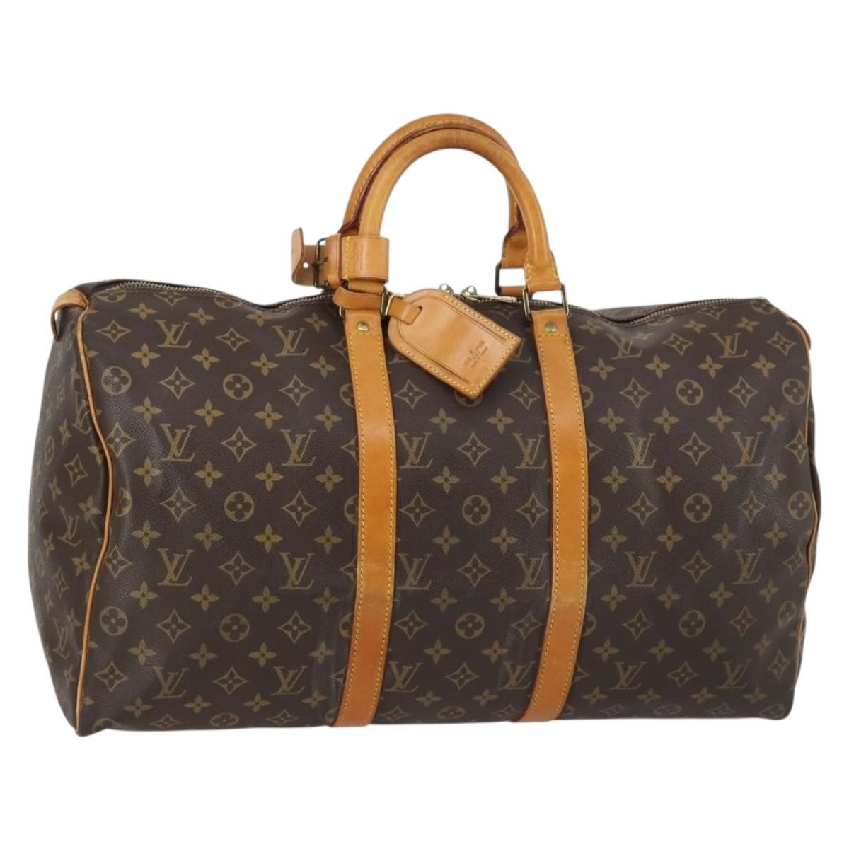 Louis Vuitton Keepall Bag Monogram Canvas, BROWN, CANVAS, Travel bag