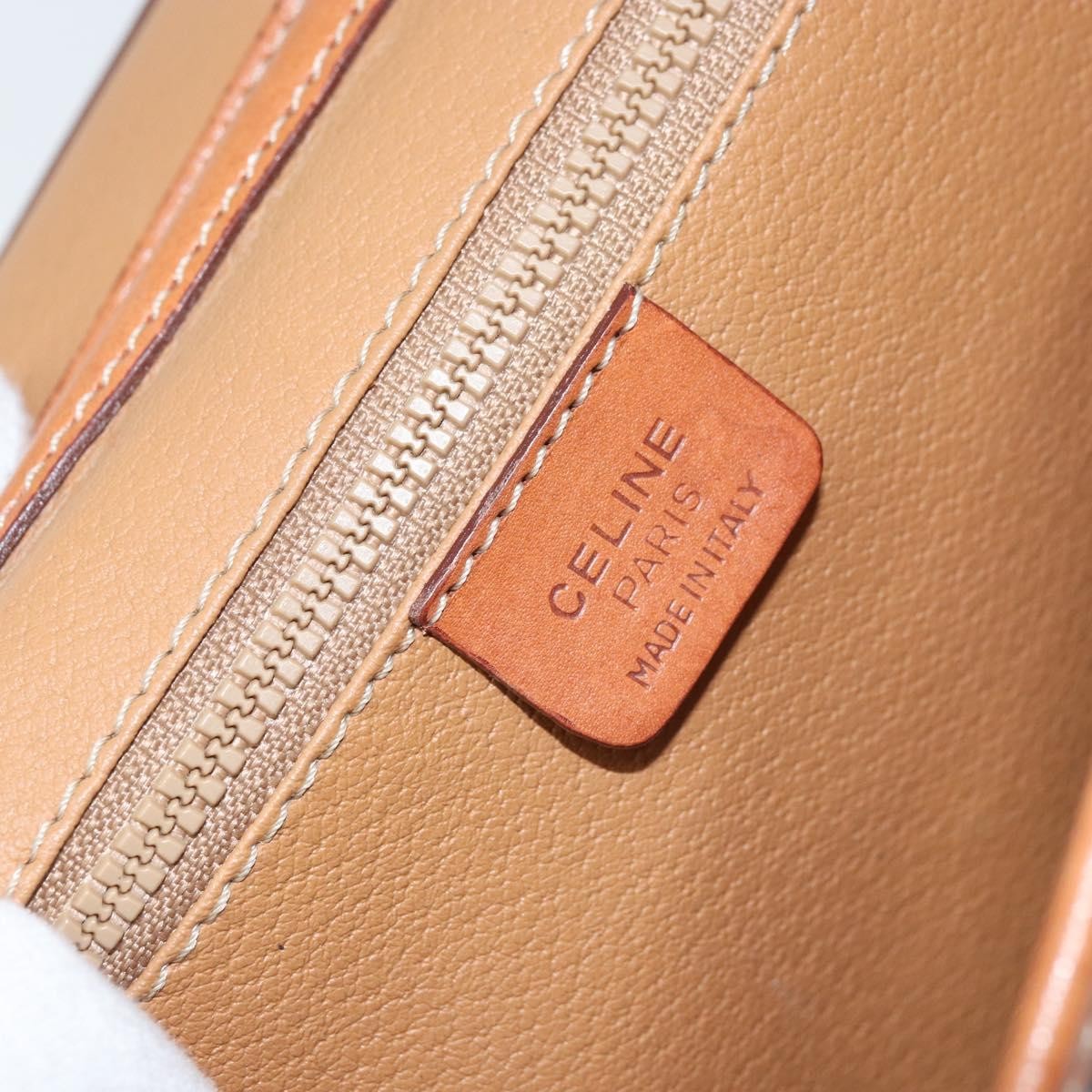 Celine Vintage Macadam Circle Logo Shoulder Bag Canvas and Leather, Brown, Canvas, Shoulder Bag