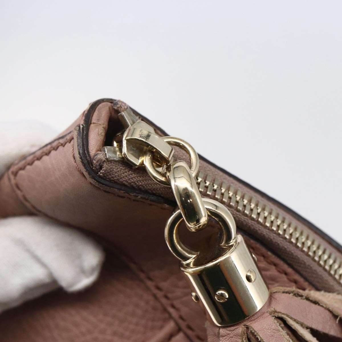 Gucci Soho Zip Tote Leather, PINK, LEATHER, Tote bag