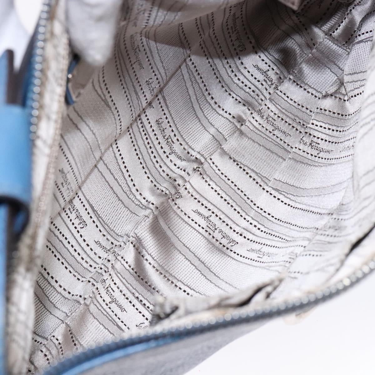 Salvatore Ferragamo Gancini Shoulder Bag Leather, BLUE, LEATHER, Shoulder bag