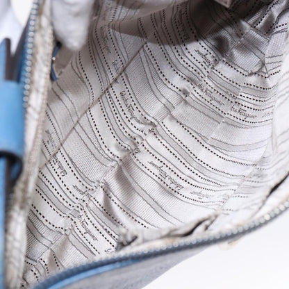 Salvatore Ferragamo Gancini Shoulder Bag Leather, BLUE, LEATHER, Shoulder bag