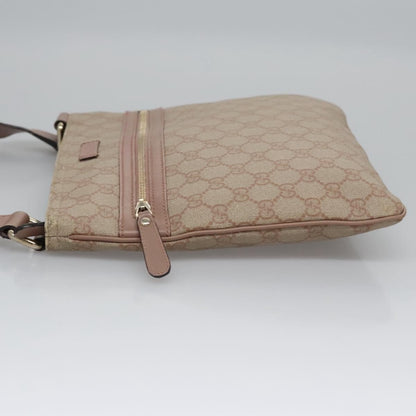 Gucci Front Zip Flat Messenger Bag GG Coated Canvas, BEIGE, CANVAS, Shoulder bag