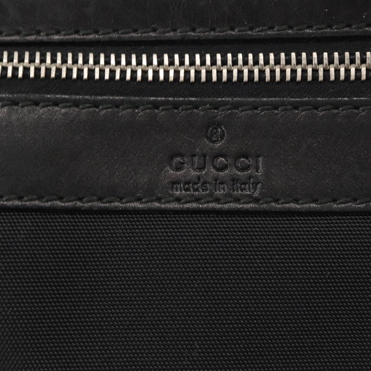 Gucci Vintage Flat Messenger Bag Nylon and Leather, BLACK, NYLON, Shoulder bag