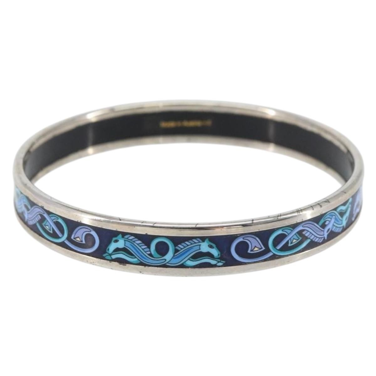Hermes Caleche Bangle Bracelet Metal, NAVY, METAL, Bracelet