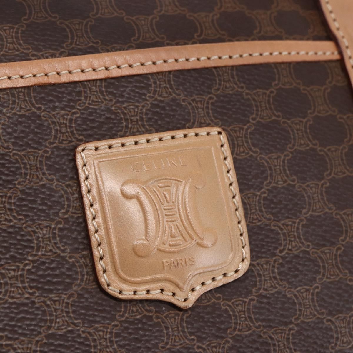 Celine Vintage Macadam Boston bag Canvas, BROWN, CANVAS, Handbag