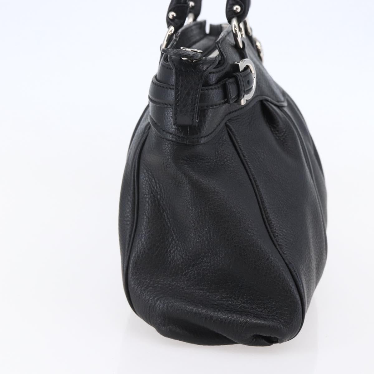 Salvatore Ferragamo Gancini Tote Leather, BLACK, LEATHER, Tote bag