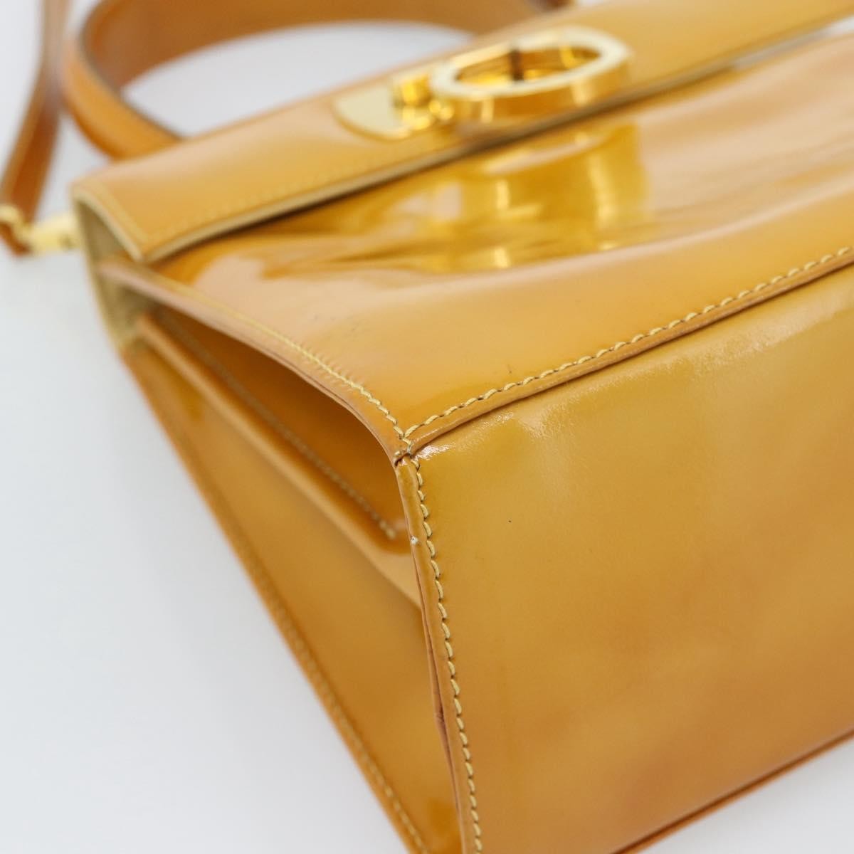 Salvatore Ferragamo Gancini handbag Patent leather, Yellow, Patent Leather, Handbag