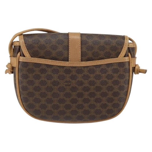 Celine Vintage Macadam Shoulder Bag Canvas and Leather, BROWN, CANVAS, Shoulder bag